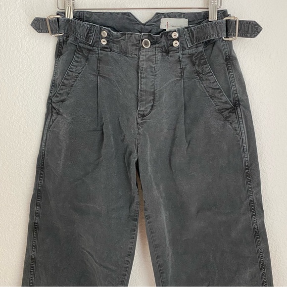Anthropologie Canvas Paper Boy High Waist Pleated Cropped Gray Pants size 25 - Picture 2 of 7